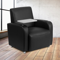 Flash Furniture BT-8217-BK-GG Black Leather Guest Chair with Tablet Arm